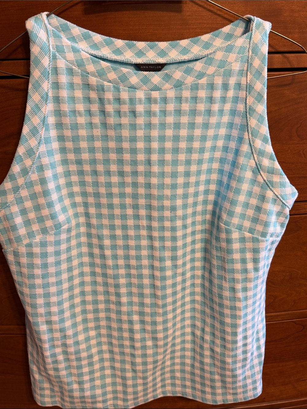 Ann Taylor aqua Blue Gingham Sleeveless Top - Women